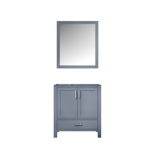 Lexora Jacques 30 Inch Dark Grey Single Vanity, no Top and 28 Inch Mirror