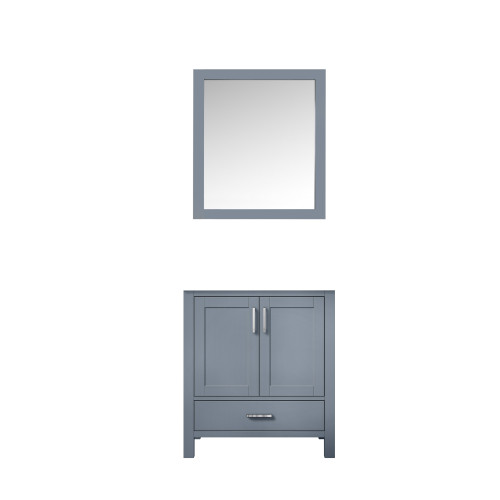 Lexora Jacques 30 Inch Dark Grey Single Vanity Cabinet, no Top and 28 Inch Mirror