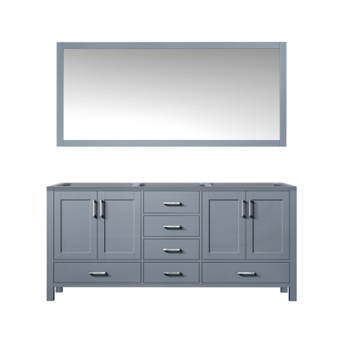 Lexora Jacques 60 Inch Dark Grey Double Vanity Cabinet, no Top and 58 Inch Mirror