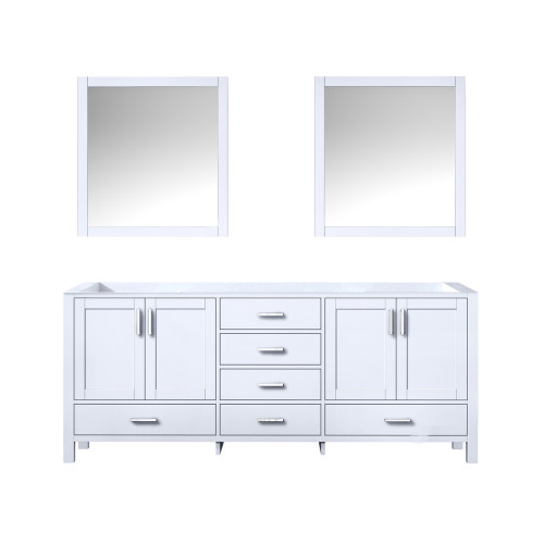 Lexora Jacques 80 Inch White Double Vanity, no Top and 30 Inch Mirrors