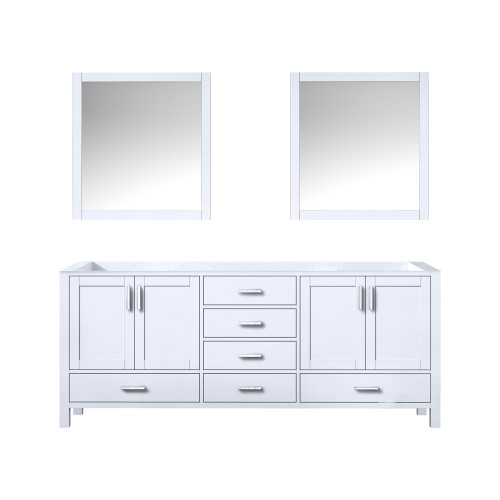 Lexora Jacques 80 Inch White Double Vanity Cabinet, no Top and 30 Inch Mirrors