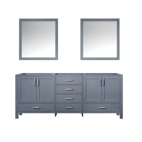 Lexora Jacques 80 Inch Dark Grey Double Vanity, no Top and 30 Inch Mirrors