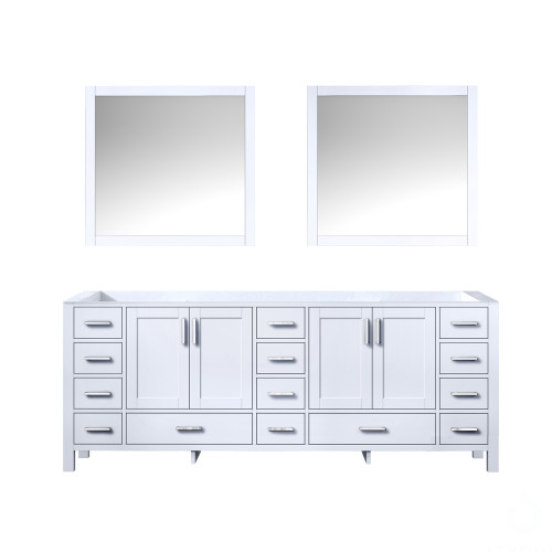 Lexora Jacques 84 Inch White Double Vanity, no Top and 34 Inch Mirrors