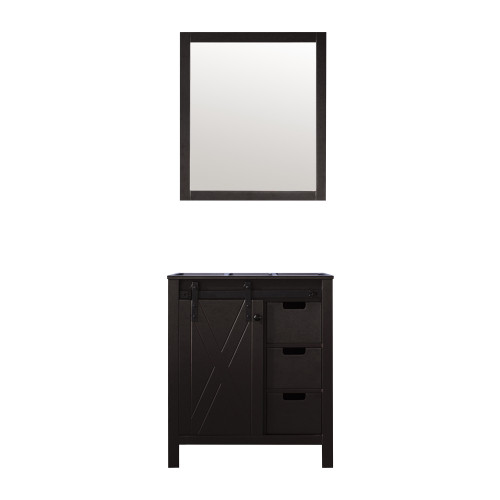 Lexora Marsyas 30 Inch Brown Single Vanity Cabinet, no Top and 28 Inch Mirror
