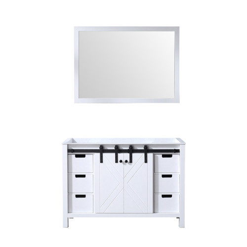 Lexora Marsyas 48 Inch White Single Vanity Cabinet, no Top and 44 Inch Mirror