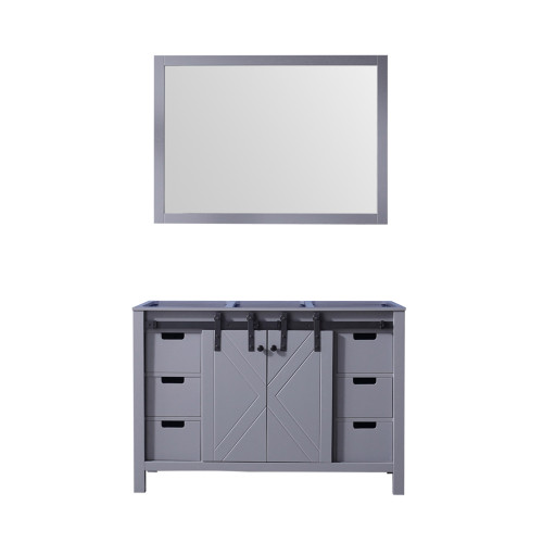 Lexora Marsyas 48 Inch Dark Grey Single Vanity Cabinet, no Top and 44 Inch Mirror