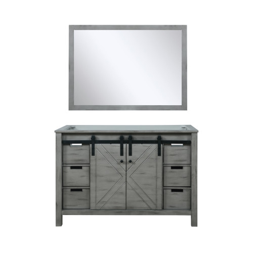 Lexora Marsyas 48 Inch Ash Grey Single Vanity Cabinet, no Top and 44 Inch Mirror