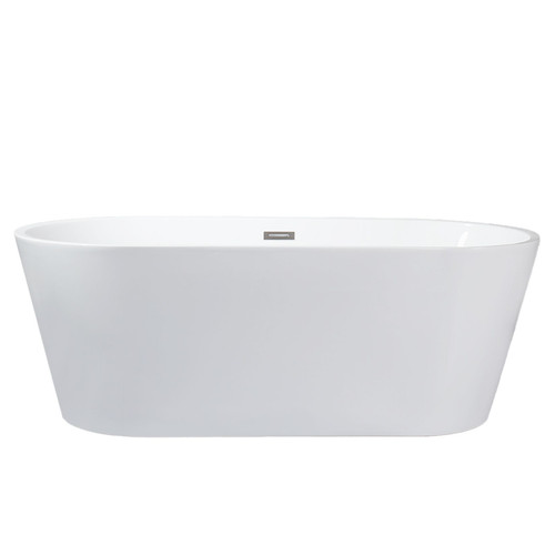 Lexora Melina 59 Inch Free Standing Acrylic Bathtub w/ Chrome Drain