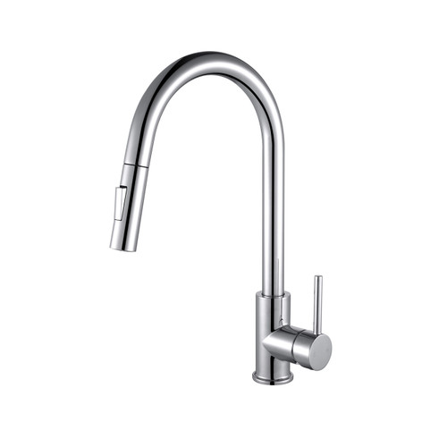 Lexora Olivi Brass Kitchen Faucet w/ Pull Out Sprayer - Chrome