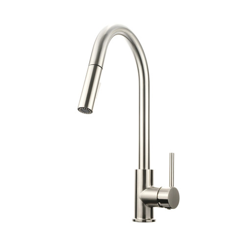 Lexora Olivi Brass Kitchen Faucet w/ Pull Out Sprayer - Brushed Nickel