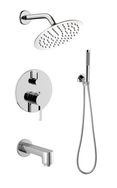 Lexora Salamonio Stainless Steel Tub & Shower Faucet with Hand Shower - Chrome