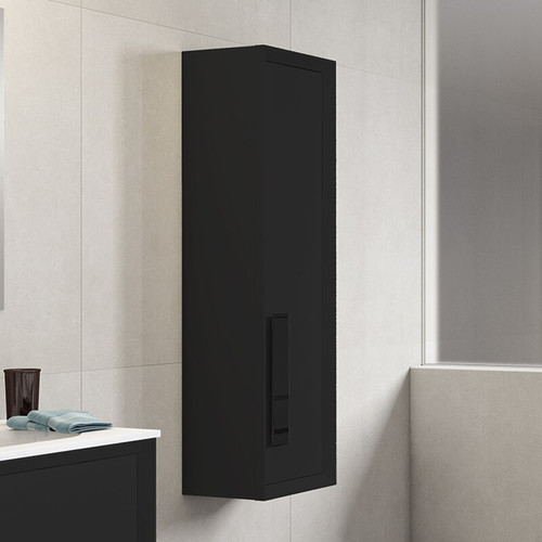 Lucena Bath 4320 Decor Cristal Tall Linen Side Cabinet 14 Inch W x 48 Inch H - Black