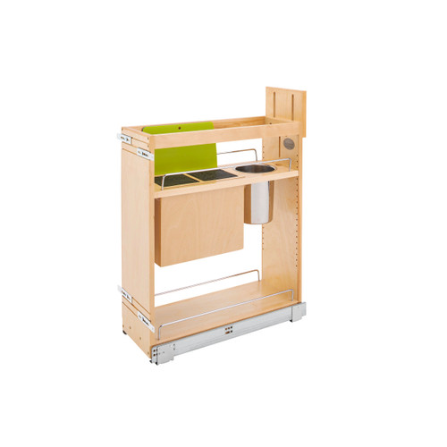 Rev-A-Shelf 448KB-BCSC-8C 8 in Base Cabinet Organizer w/ Knife Block w/Soft-Close - Natural
