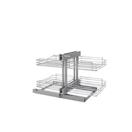 Rev-A-Shelf Chrome Two-Tier Wire Bottom Optimizer w/ Soft-Close for 18" Blind Corner Cabinet Openings - 5PSP-18SC-CR
