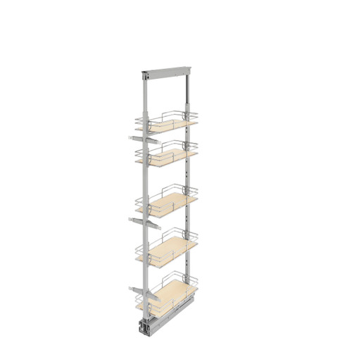 Rev-A-Shelf 5258-09-MP 9 in Tall Pullout Maple Pantry w/Soft-Close - Chrome