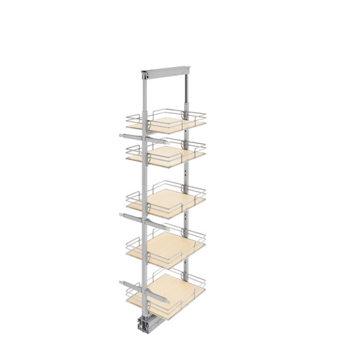 Rev-A-Shelf 5258-14-MP 14 in Tall Pullout Maple Pantry w/Soft-Close - Chrome