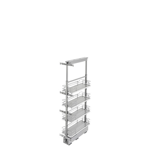 Rev-A-Shelf 8 in Chrome Solid Bottom Pantry Pullout Soft Close - Gray - 5343-08-GR