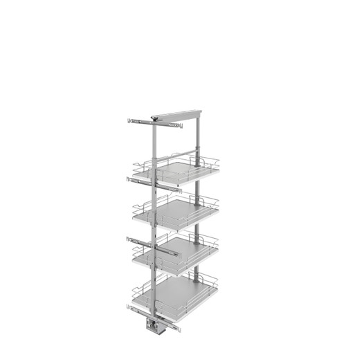 Rev-A-Shelf 16 in Chrome Solid Bottom Pantry Pullout Soft Close - Gray - 5350-16-GR