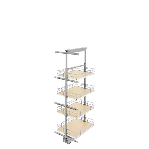 Rev-A-Shelf 5350-16-MP 16 in Chrome Solid Bottom Pantry Pullout Soft Close - Natural