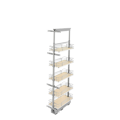 Rev-A-Shelf 5358-10-MP 10 in Chrome Solid Bottom Pantry Pullout Soft Close - Natural