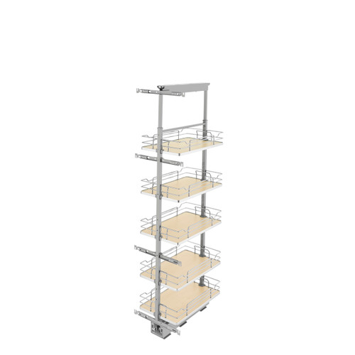 Rev-A-Shelf 5358-13-MP 13 in Chrome Solid Bottom Pantry Pullout Soft Close - Natural