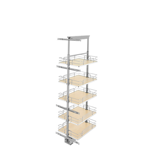 Rev-A-Shelf 16 in Chrome Solid Bottom Pantry Pullout Soft Close - Natural - 5358-16-MP