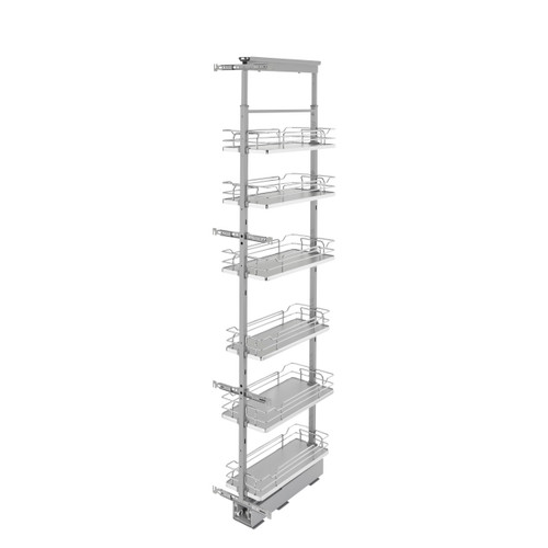 Rev-A-Shelf 5373-10-GR 10 in Chrome Solid Bottom Pantry Pullout Soft Close - Gray