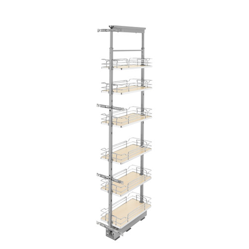Rev-A-Shelf 5373-10-MP 10 in Chrome Solid Bottom Pantry Pullout Soft Close - Natural