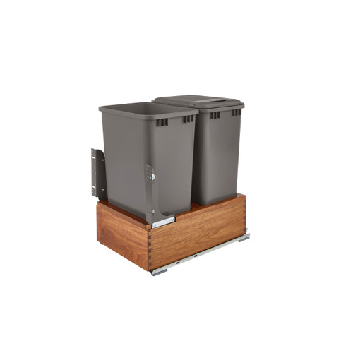 Rev-A-Shelf Double 50 Qrt Waste Container - Walnut - 4WC-WN-2150DM2-SC