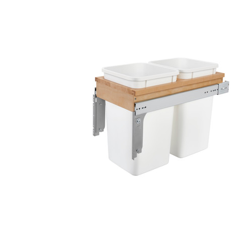 Rev-A-Shelf 4WCTM-15DM2 Double 27 Qrt Top mount Waste Container (1-1/2" faceframe) - Natural
