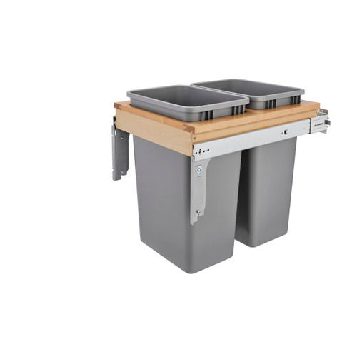 Rev-A-Shelf Double 50 Qrt Top mount Waste Container w/Soft-Close (1-1/2" faceframe) - Natural - 4WCTM-2150BBSCDM-2