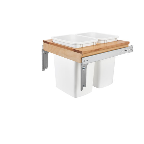 Rev-A-Shelf Double 35 Qrt Top mount Waste Container (1-1/2" faceframe) - Natural - 4WCTM-24DM2