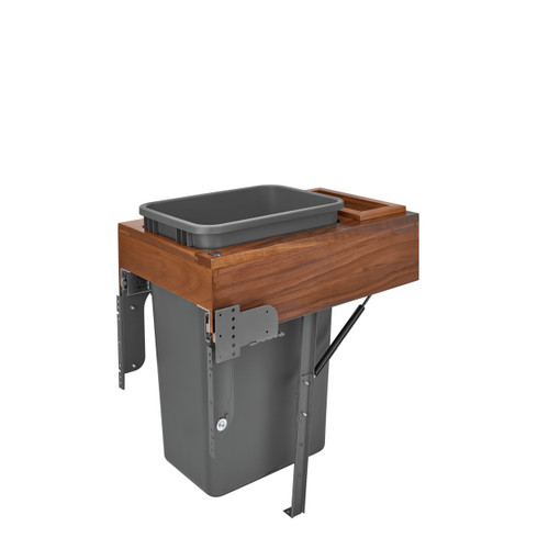 Rev-A-Shelf 4WCTM-WNRM-1850DM-1 50 Qrt Top mount Waste Container w/Rev-A-Motion - Walnut