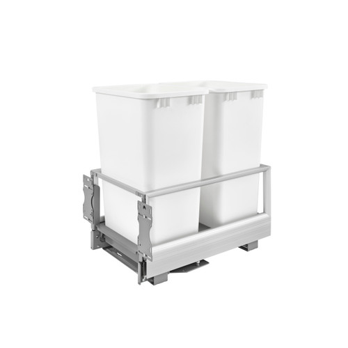 Rev-A-Shelf Double 50 Qrt Pull-Out Waste Container w/Rev-A-Motion - White - 5149-2150DM-211