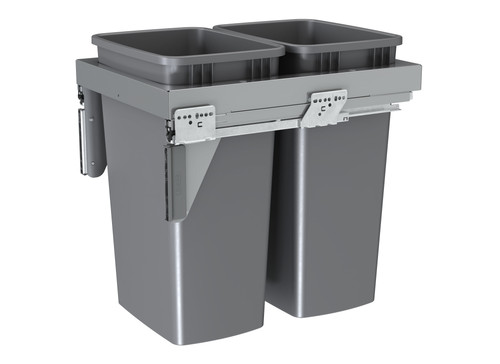 Rev-A-Shelf 53TM-1850GSCDM2-FL Double 50 Qrt Steel Top mount Waste Container - Gray
