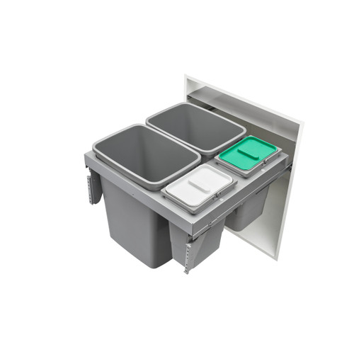 Rev-A-Shelf Double 35/8 Qrt Steel Top mount Waste Container - Metallic Silver - 53TM-24GSCDM4-FL
