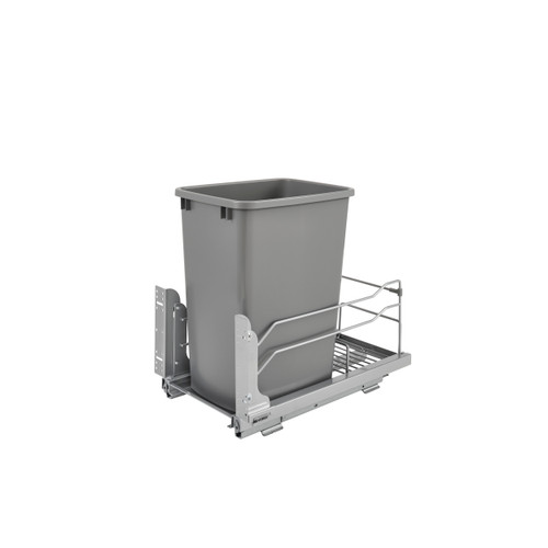 Rev-A-Shelf 35 Qrt Pull-Out Waste Container Soft-Close - Metallic Silver - 53WC-1535SCDM-117