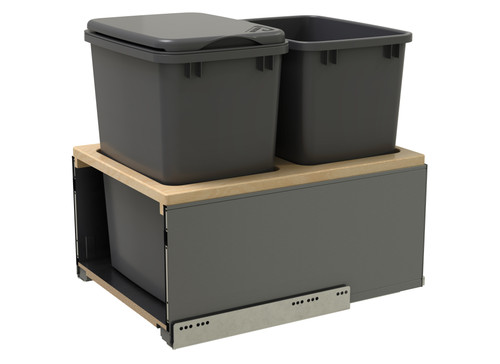 Rev-A-Shelf 5LB-1835OGMP-213 Double 35 Qrt LEGRABOX Pull-Out Waste Container w/Soft-Close - Gray