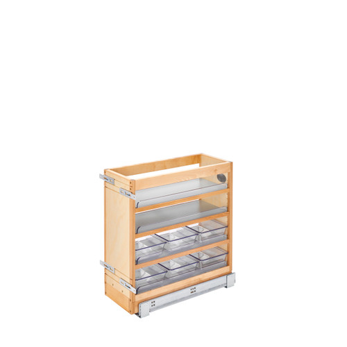 Rev-A-Shelf 8 in W X 20 in H Wood Vanity Base Organizer w/Soft-Close - Natural - 448-VC20SC-8