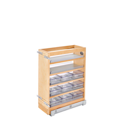 Rev-A-Shelf 8 in W X 25 in H Wood Vanity Base Organizer w/Soft-Close - Natural - 448-VC25SC-8