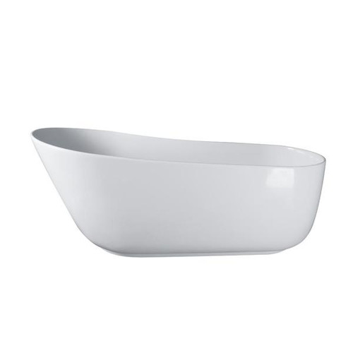 Vanity Art Beziers 59 in. Solid Surface Resin Flatbottom Freestanding Bathtub in White