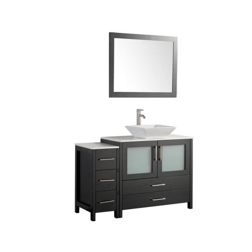 Vanity Art VA3136-48E 48 Inch Vanity Cabinet with Ceramic Vessel Sink & Mirror - Espresso