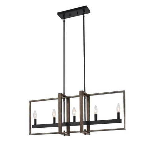 Vanity Art Amiens 5-Light Darkwood/Black Linear Pendant