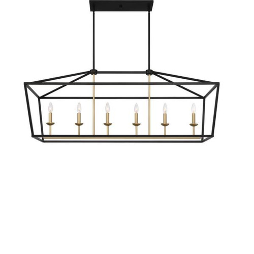 Vanity Art Mulhouse 6-Light Black/Brass Dust Linear Pendant