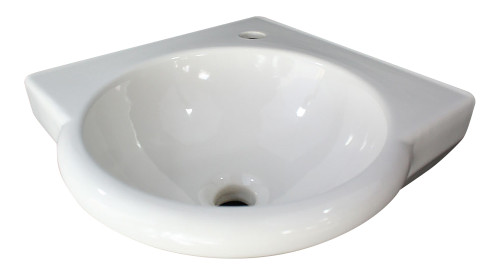 Alfi AB104 White 15" Round Corner Wall Mounted Porcelain Bathroom Sink