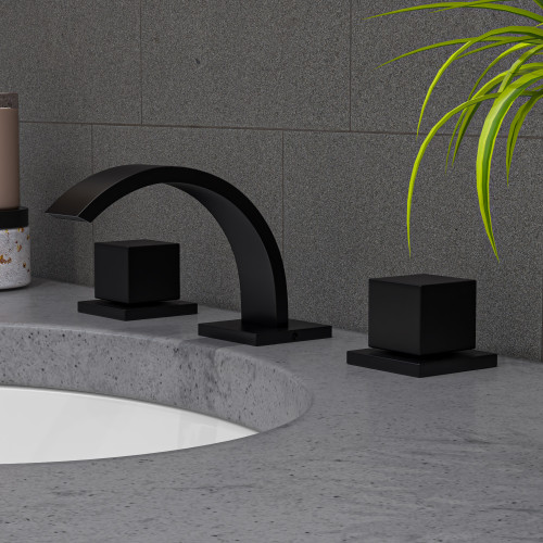 Alfi Black Matte Widespread Two Handle Modern Bathroom Faucet