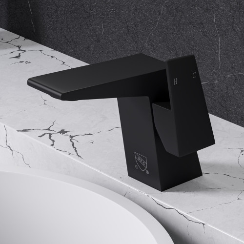 ALFI Black Matte Single Hole Bathroom Faucet - AB1470-BM