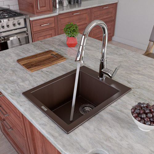 Alfi AB1720DI-C Chocolate 17" x 20" Drop-In Rectangular Granite Composite Kitchen Prep Sink