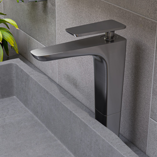 ALFI Brushed Nickel Tall Single Hole Modern Single Handle Bathroom Faucet - AB1778-BN