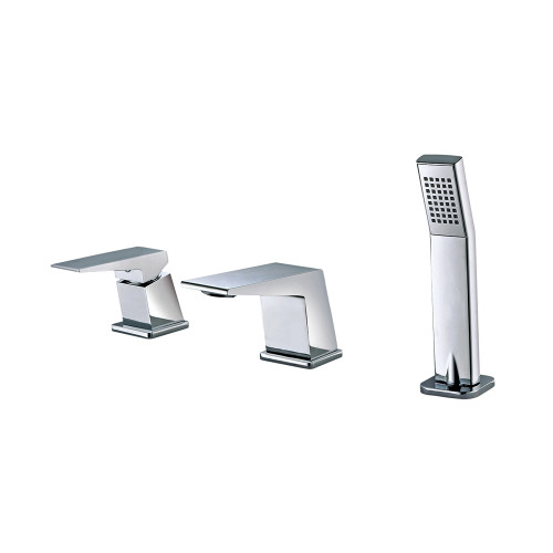 ALFI Polished Chrome Deck Mounted Single Handle Tub Filler Faucet & Hand Shower - AB2464-PC